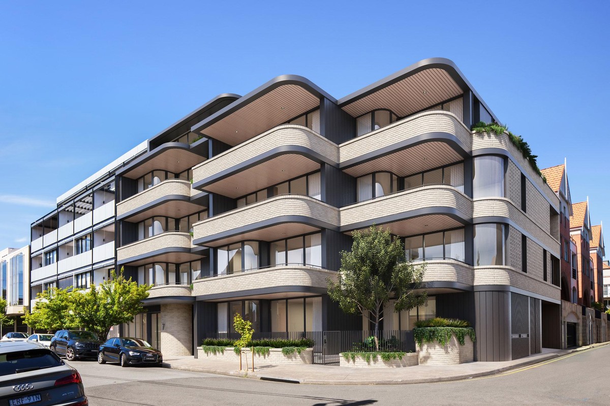 Gurrigal Street, Mosman — brick and curved-balcony apartments